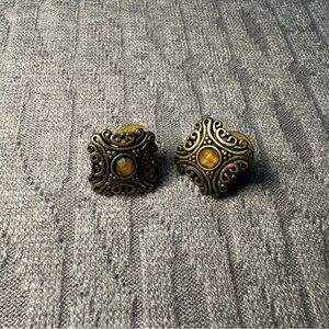Vintage Gold-Toned Yellow Stone Earrings
